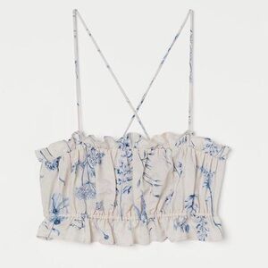 NWT H&M Cream and Blue Floral Top